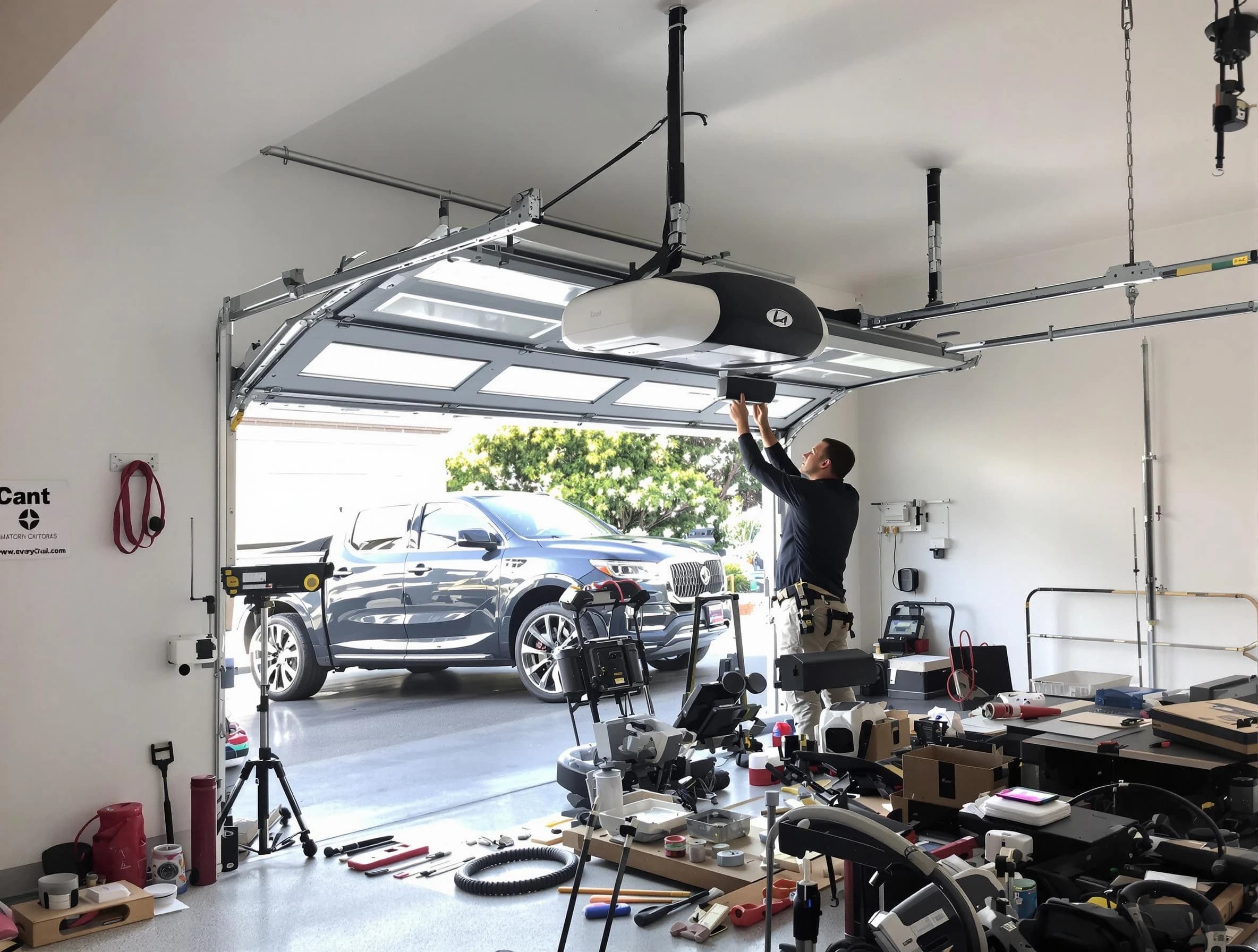 Bennett Garage Door Repair specialist installing smart garage door opener system in Bennett home